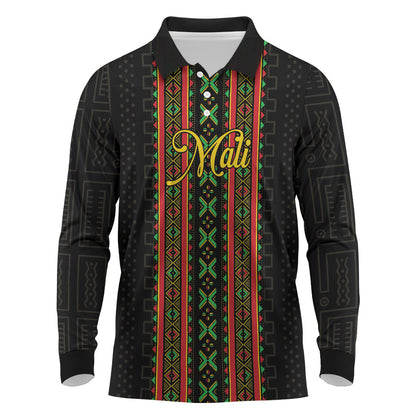 Personalized Mali Bogolanfini African Pattern Long Sleeve Polo Shirt