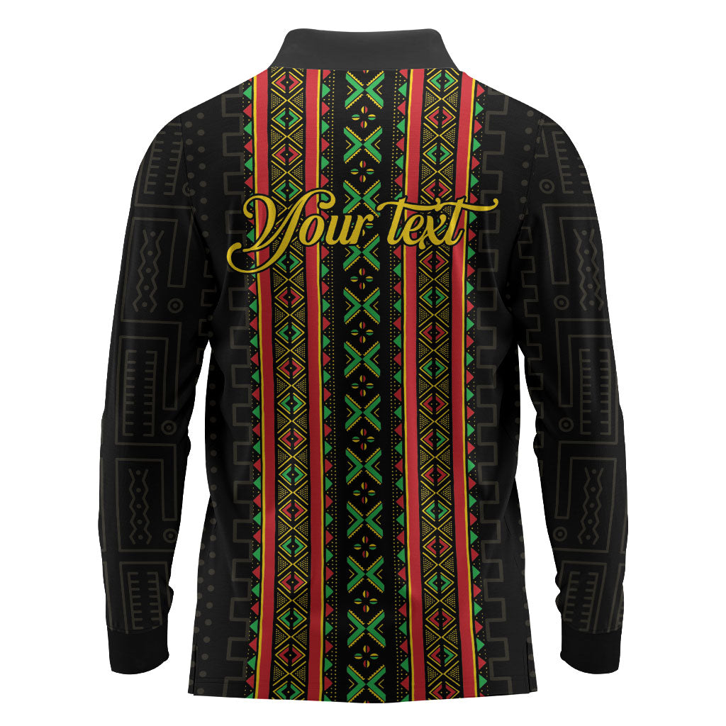 Personalized Mali Bogolanfini African Pattern Long Sleeve Polo Shirt