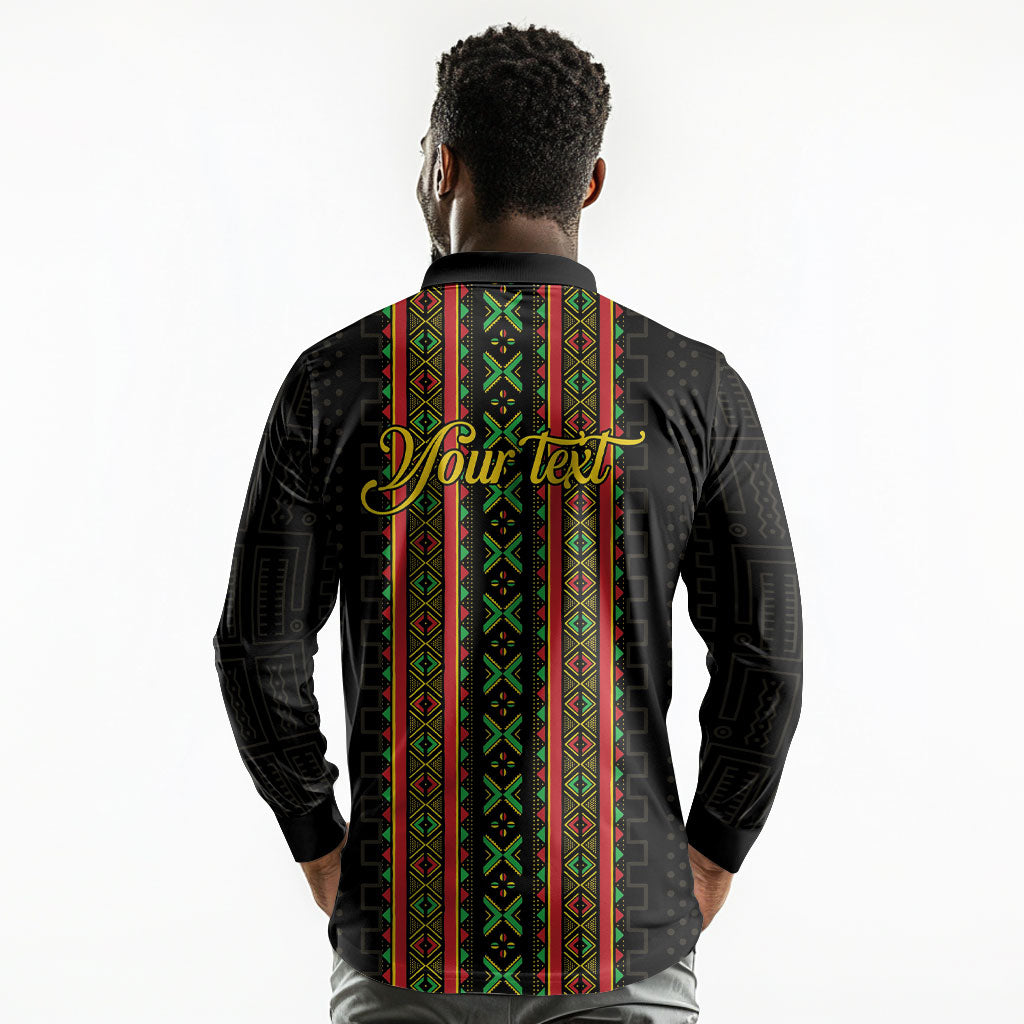 Personalized Mali Bogolanfini African Pattern Long Sleeve Polo Shirt