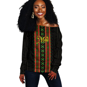 Personalized Mali Bogolanfini African Pattern Off Shoulder Sweater