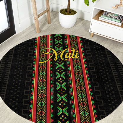 Mali Bogolanfini African Pattern Round Carpet