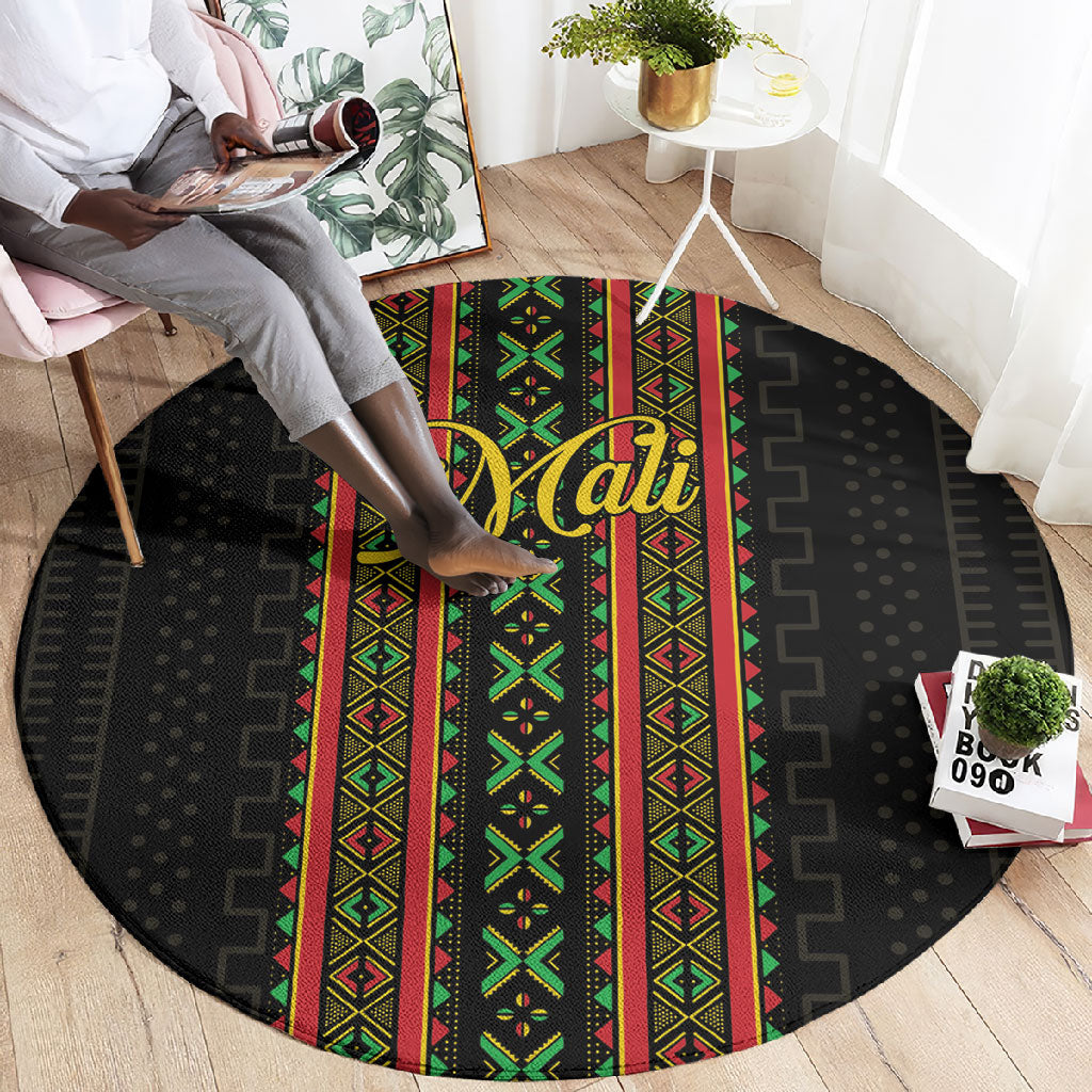 Mali Bogolanfini African Pattern Round Carpet