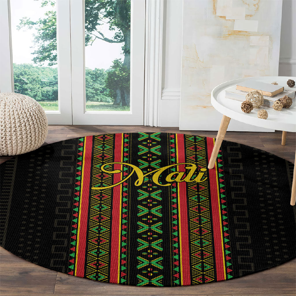 Mali Bogolanfini African Pattern Round Carpet