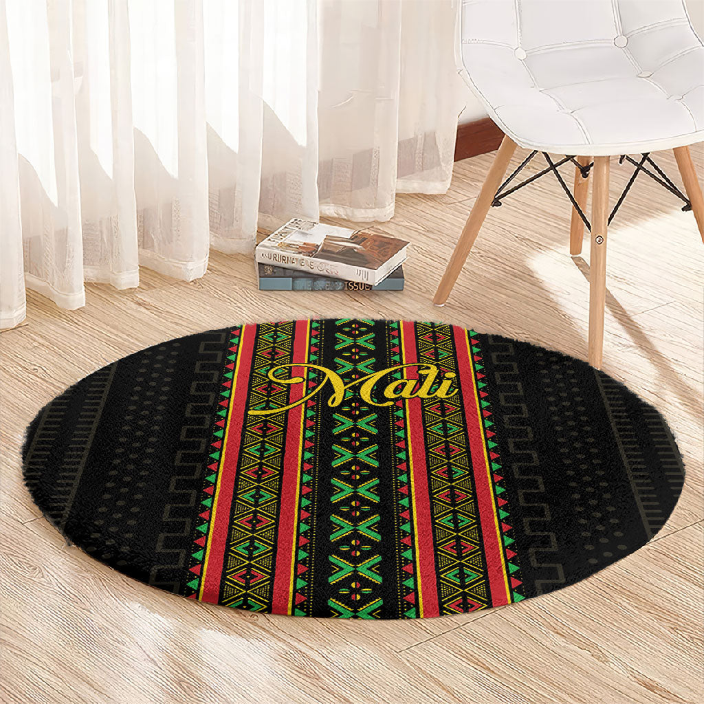 Mali Bogolanfini African Pattern Round Carpet