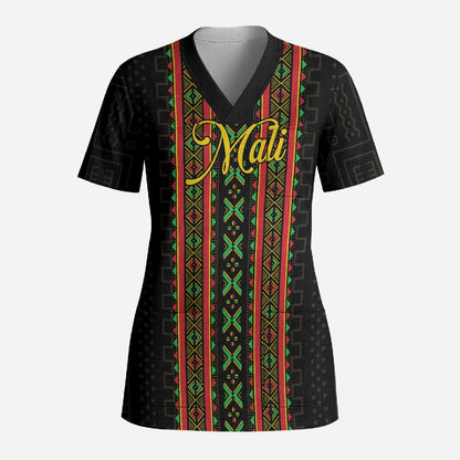 Personalized Mali Bogolanfini African Pattern Scrub Top
