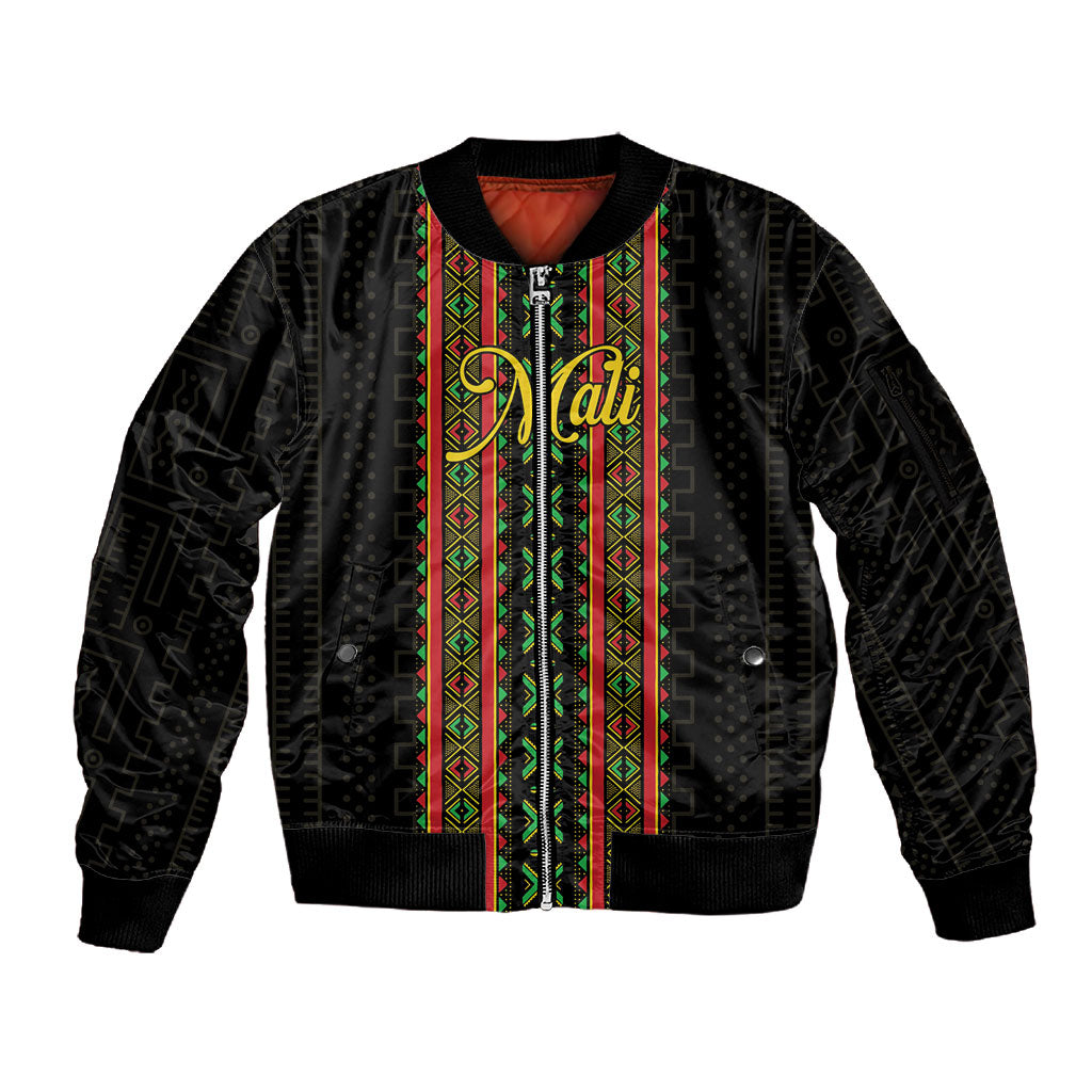 Personalized Mali Bogolanfini African Pattern Sleeve Zip Bomber Jacket