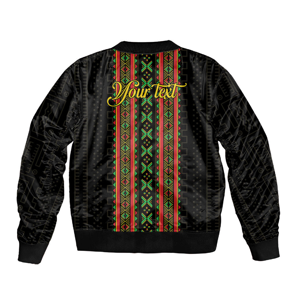 Personalized Mali Bogolanfini African Pattern Sleeve Zip Bomber Jacket