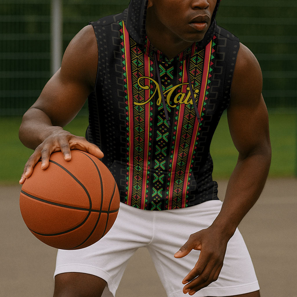 Personalized Mali Bogolanfini African Pattern Sleeveless Hoodie