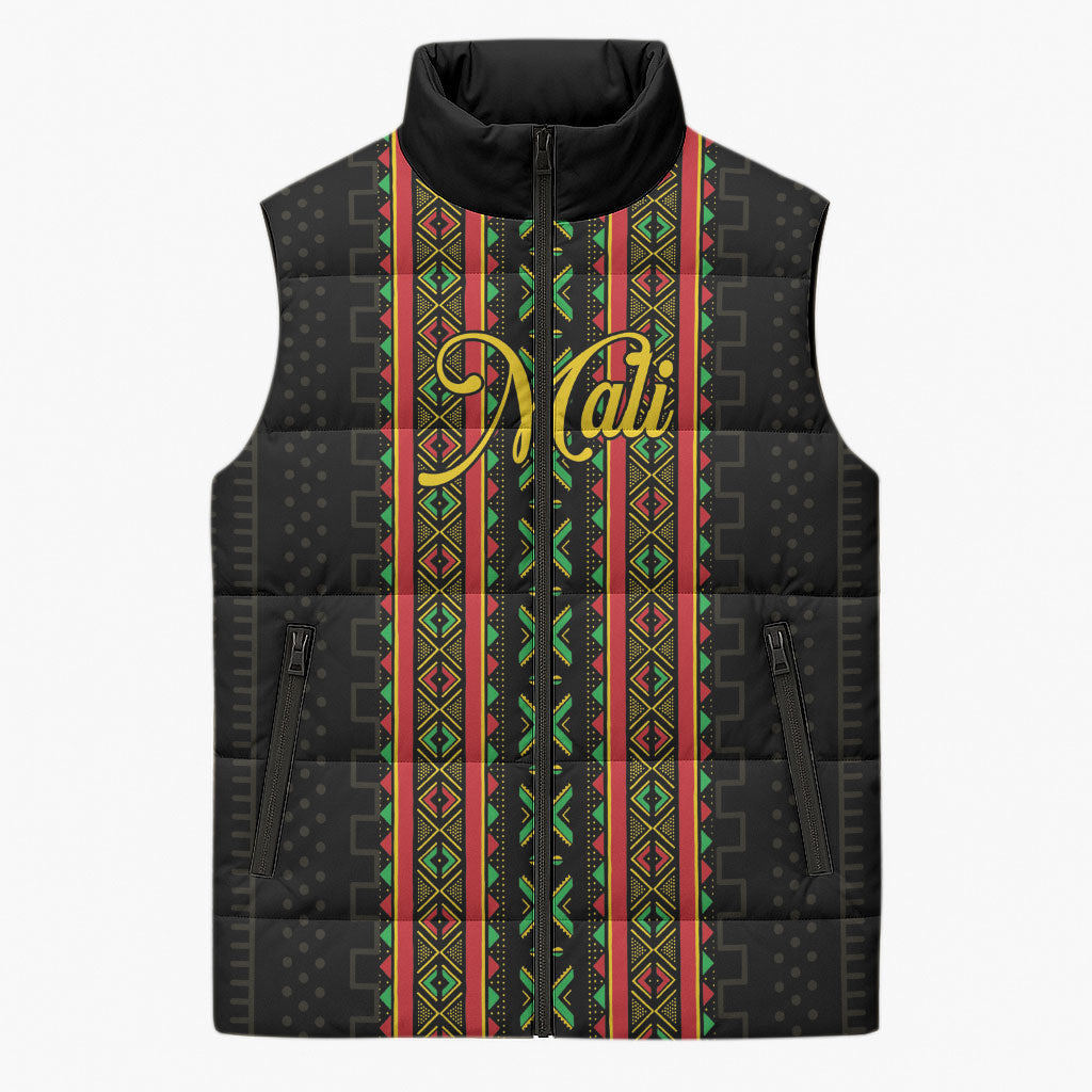 Personalized Mali Bogolanfini African Pattern Sleeveless Puffer Jacket