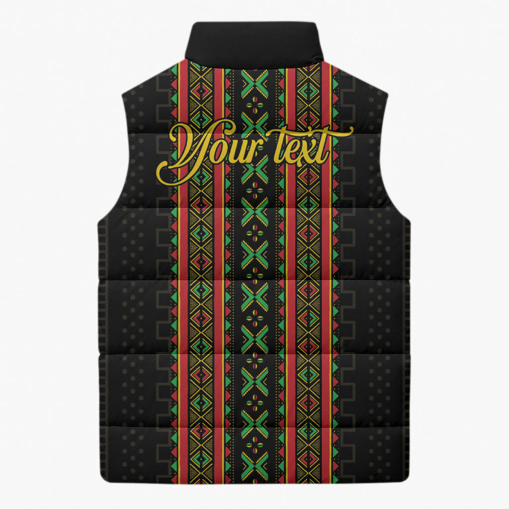 Personalized Mali Bogolanfini African Pattern Sleeveless Puffer Jacket