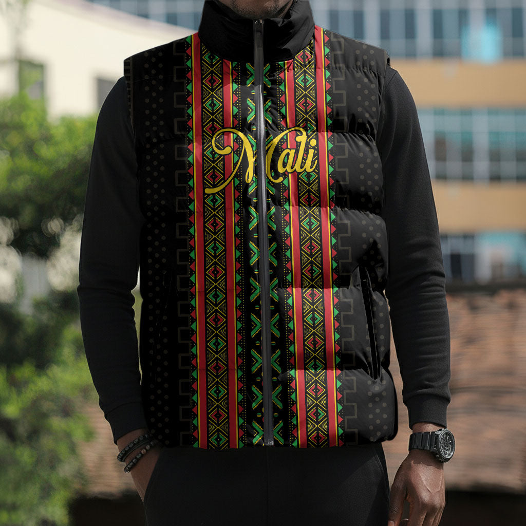 Personalized Mali Bogolanfini African Pattern Sleeveless Puffer Jacket