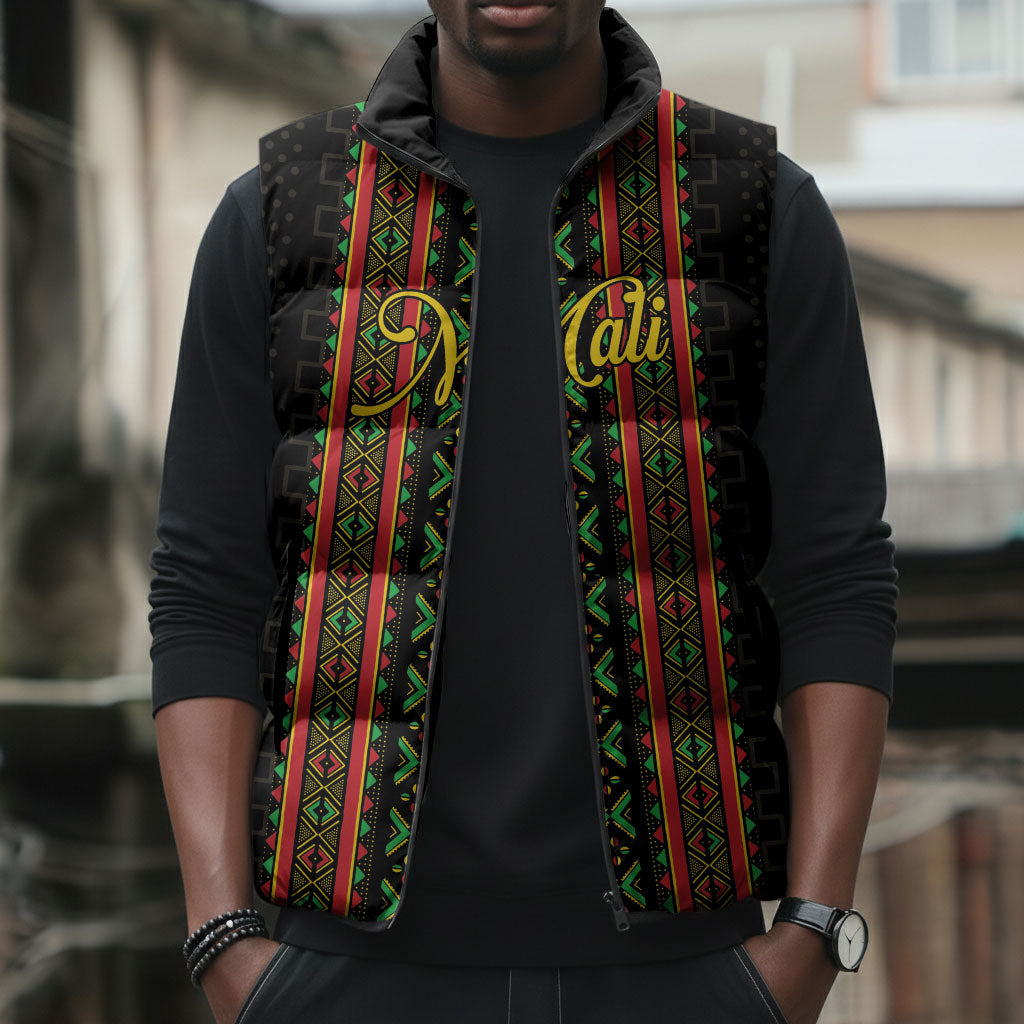 Personalized Mali Bogolanfini African Pattern Sleeveless Puffer Jacket