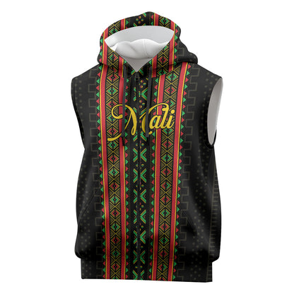 Personalized Mali Bogolanfini African Pattern Sleeveless Zip Hoodie