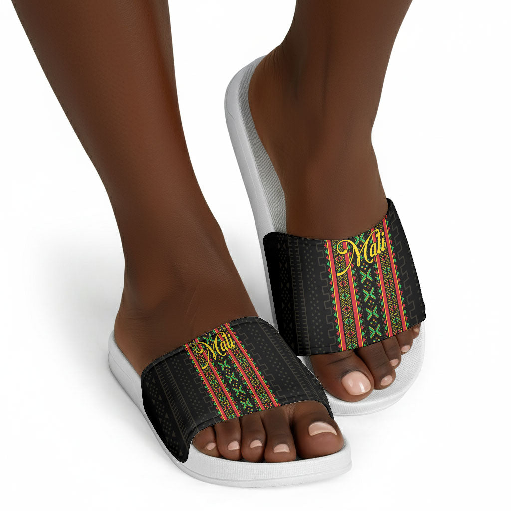 Mali Bogolanfini African Pattern Slide Sandals