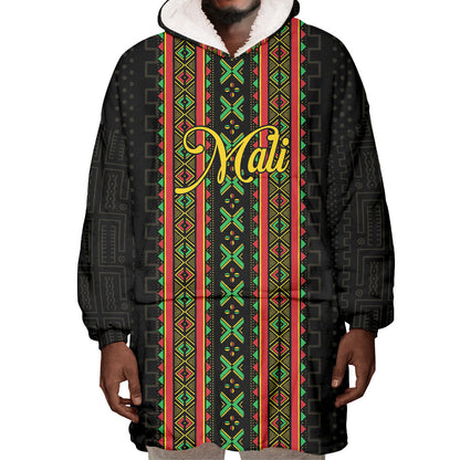 Personalized Mali Bogolanfini African Pattern Wearable Blanket Hoodie