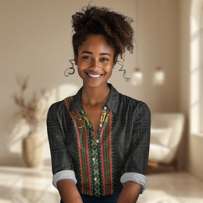 Personalized Mali Bogolanfini African Pattern Women Casual Shirt