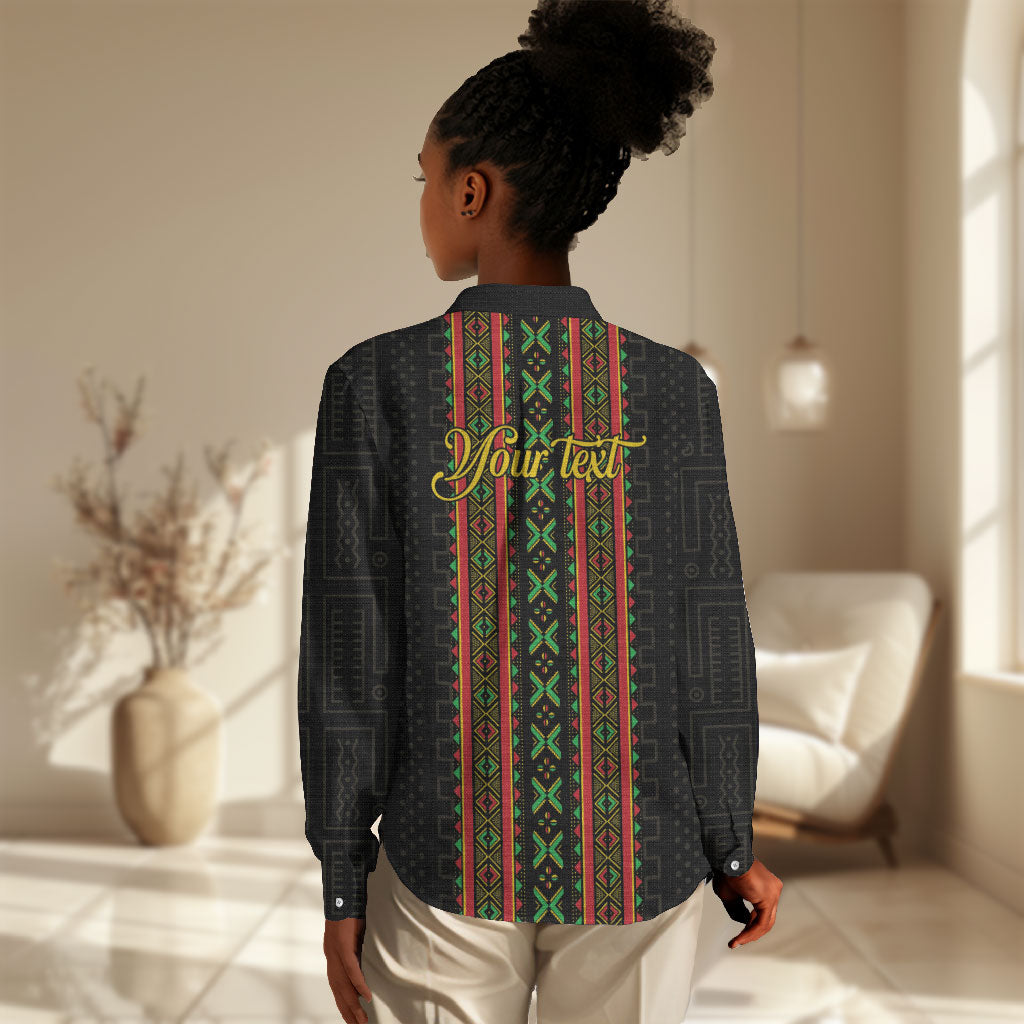 Personalized Mali Bogolanfini African Pattern Women Casual Shirt