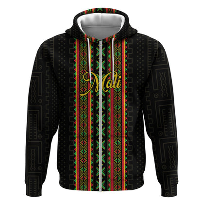 Personalized Mali Bogolanfini African Pattern Zip Hoodie