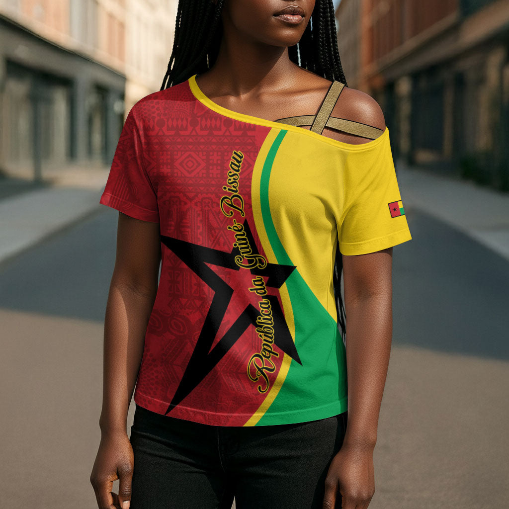 Personalized Guinea-Bissau Cross Shoulder Shirt Happy Independence Day