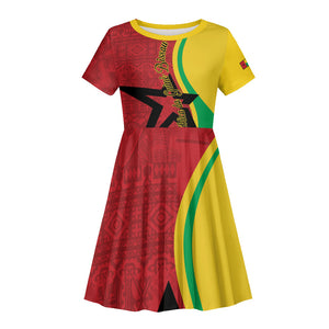 Personalized Guinea-Bissau Kid Short Sleeve Dress Happy Independence Day