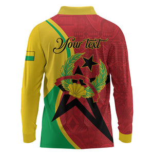 Personalized Guinea-Bissau Long Sleeve Polo Shirt Happy Independence Day