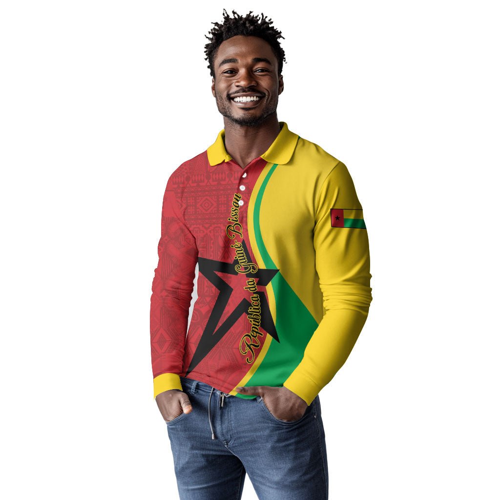 Personalized Guinea-Bissau Long Sleeve Polo Shirt Happy Independence Day