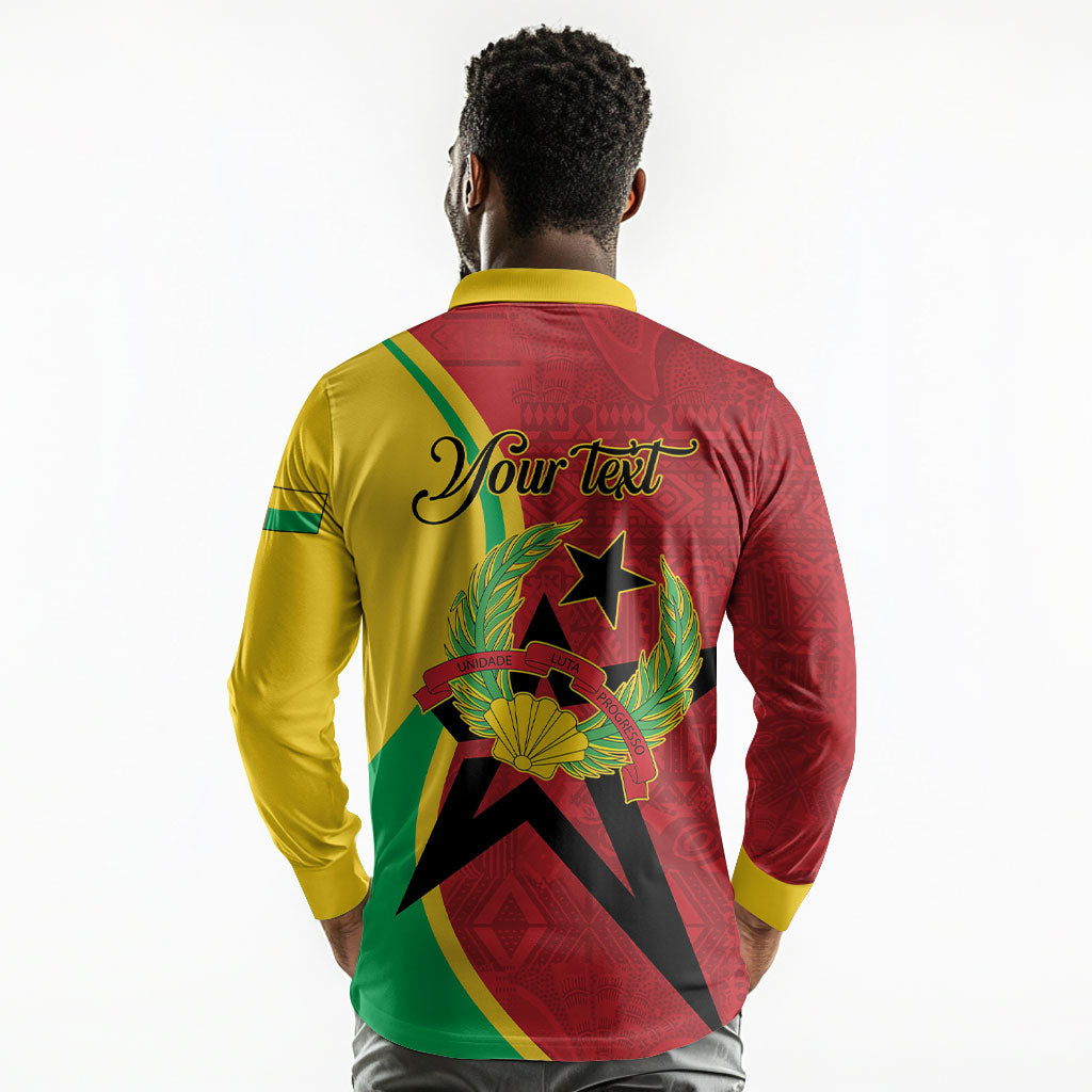 Personalized Guinea-Bissau Long Sleeve Polo Shirt Happy Independence Day