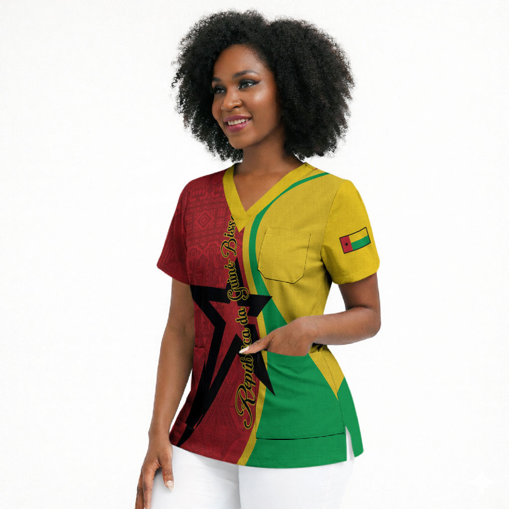 Personalized Guinea-Bissau Scrub Top Happy Independence Day