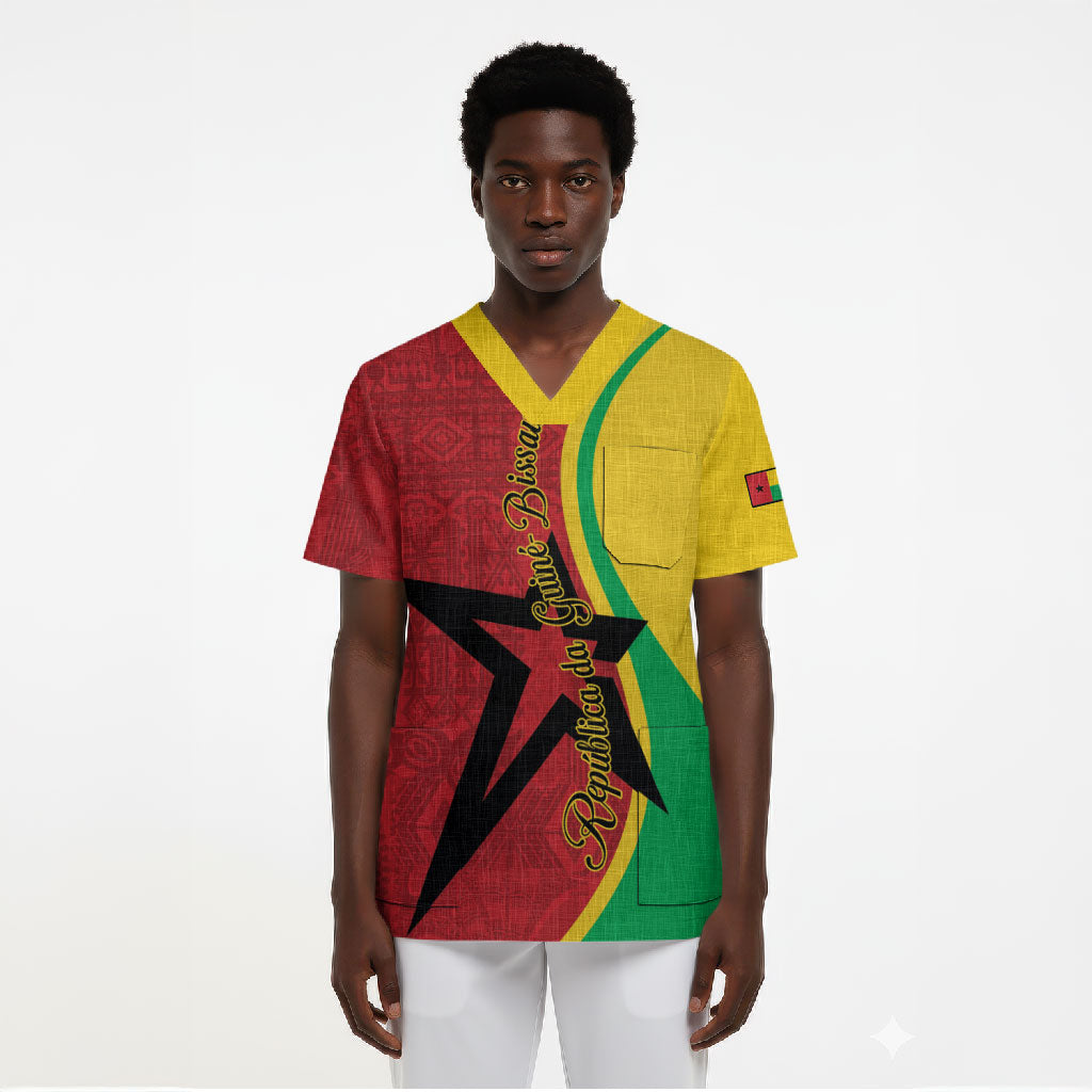 Personalized Guinea-Bissau Scrub Top Happy Independence Day