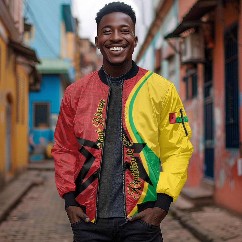 Personalized Guinea-Bissau Sleeve Zip Bomber Jacket Happy Independence Day