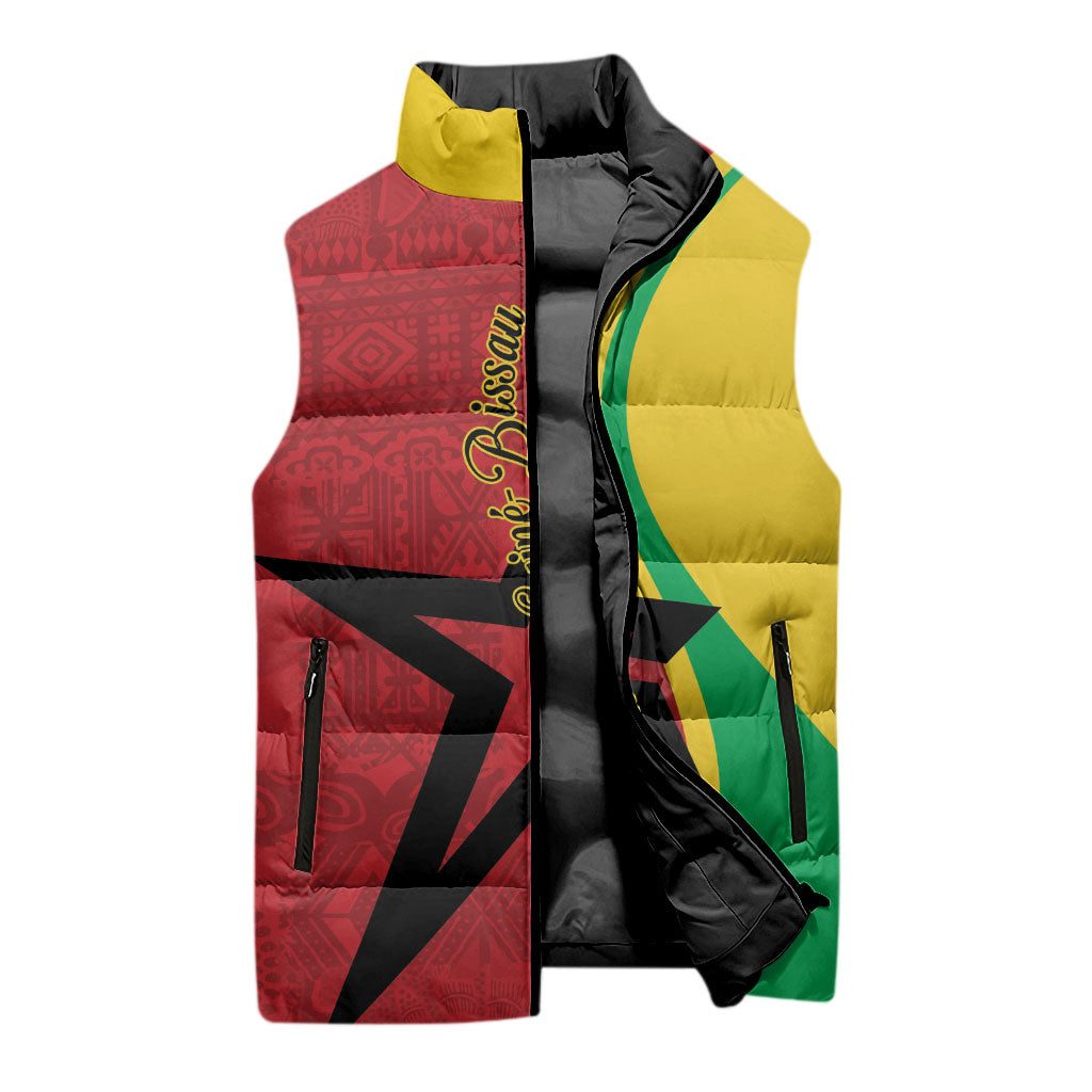 Personalized Guinea-Bissau Sleeveless Puffer Jacket Happy Independence Day
