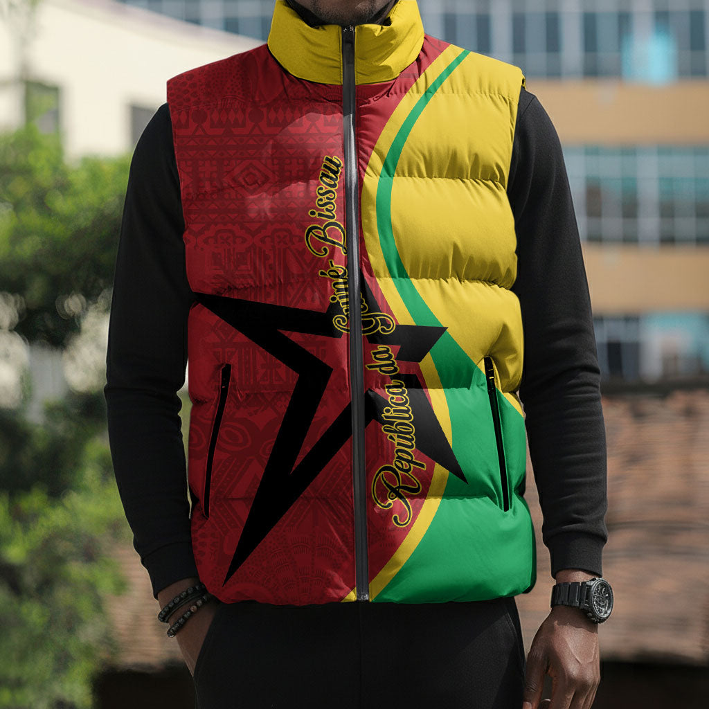 Personalized Guinea-Bissau Sleeveless Puffer Jacket Happy Independence Day