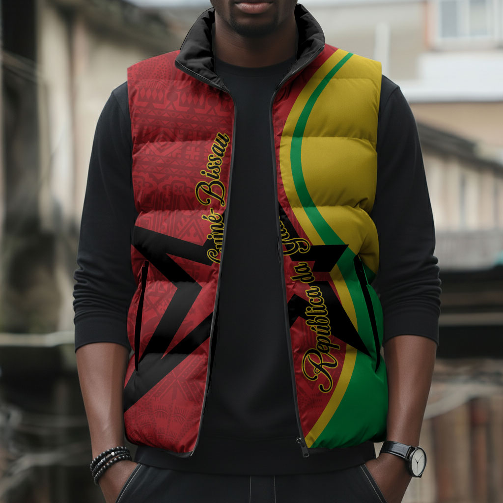 Personalized Guinea-Bissau Sleeveless Puffer Jacket Happy Independence Day