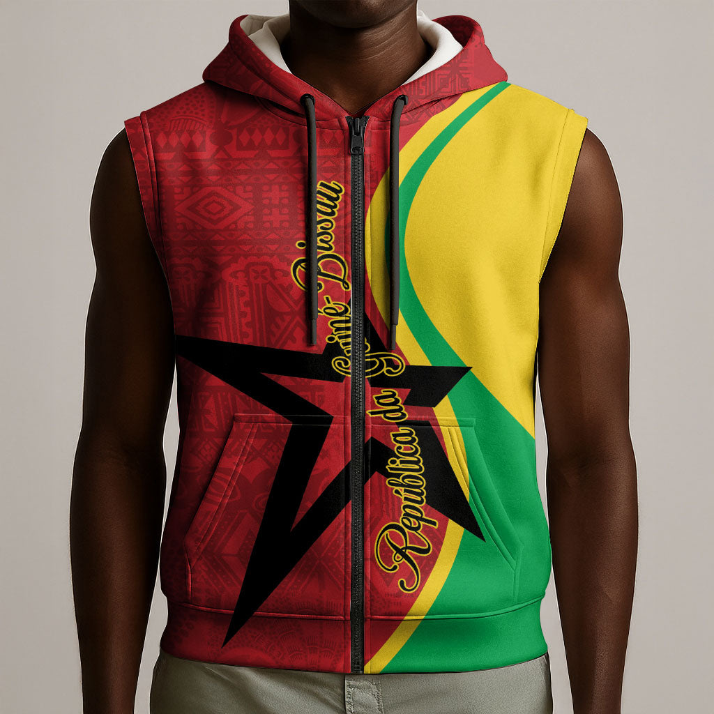 Personalized Guinea-Bissau Sleeveless Zip Hoodie Happy Independence Day