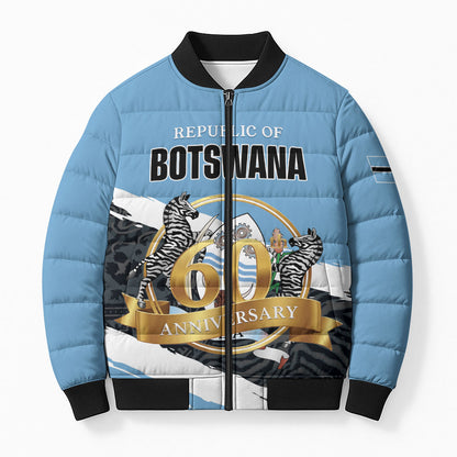 Personalized Botswana 2026 Bomber Puffer Jacket 60th Anniversary
