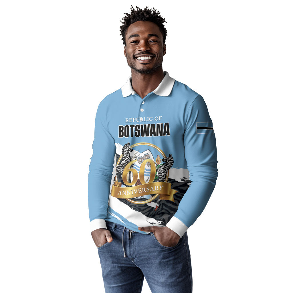 Personalized Botswana 2026 Long Sleeve Polo Shirt 60th Anniversary