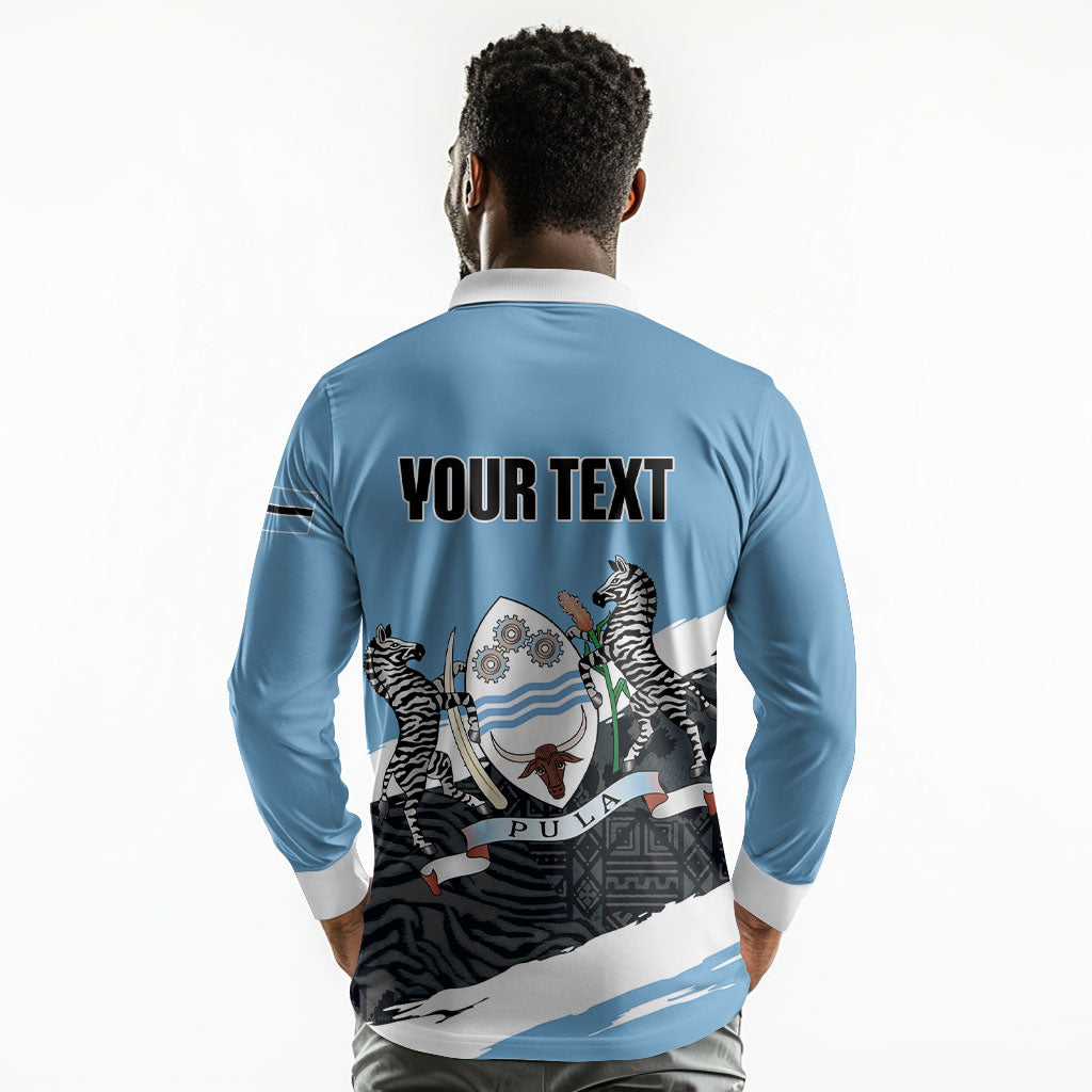 Personalized Botswana 2026 Long Sleeve Polo Shirt 60th Anniversary