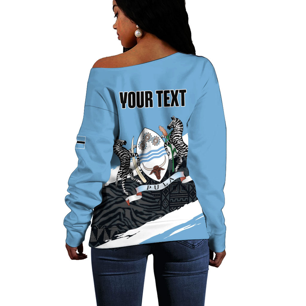 Personalized Botswana 2026 Off Shoulder Sweater 60th Anniversary