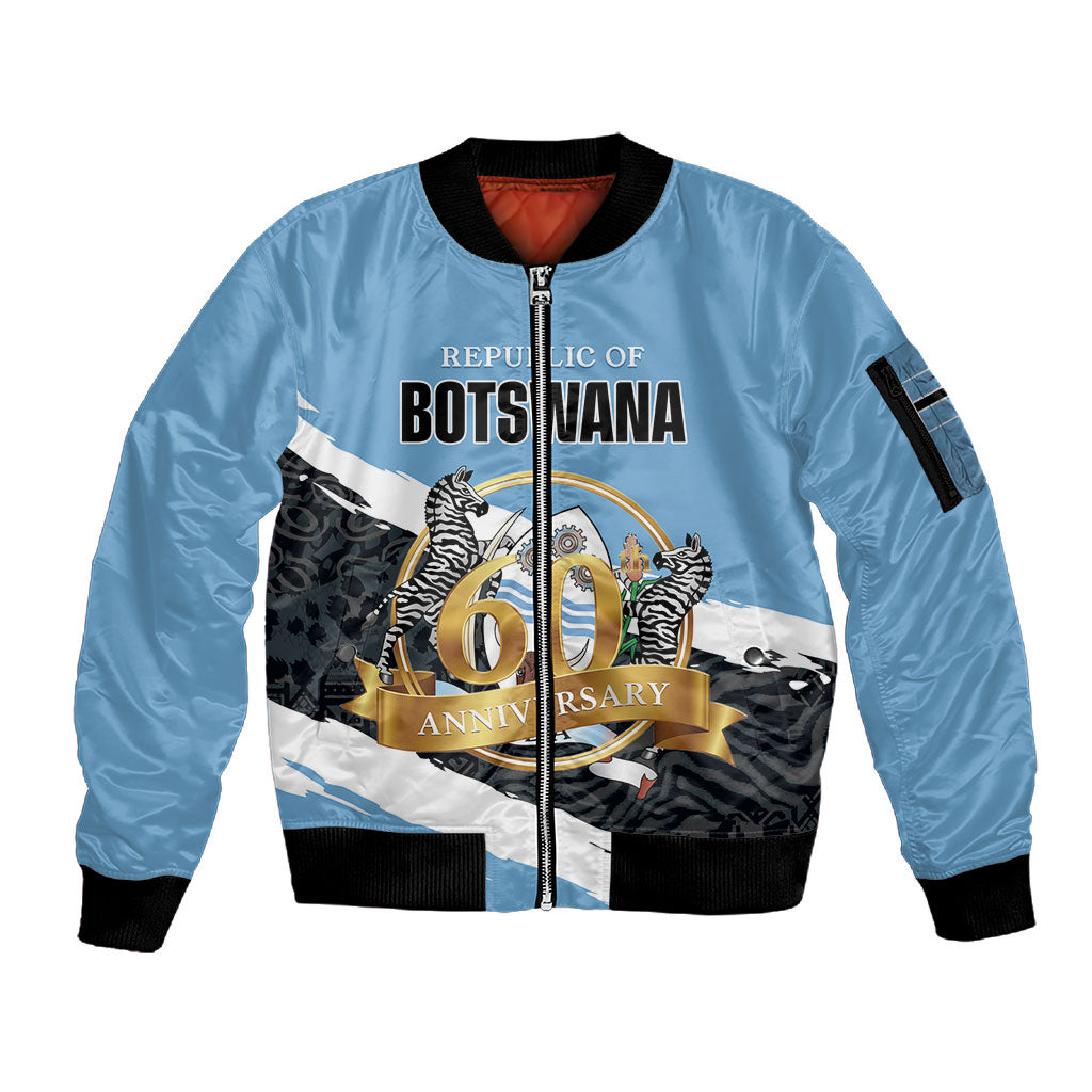 Personalized Botswana 2026 Sleeve Zip Bomber Jacket 60th Anniversary