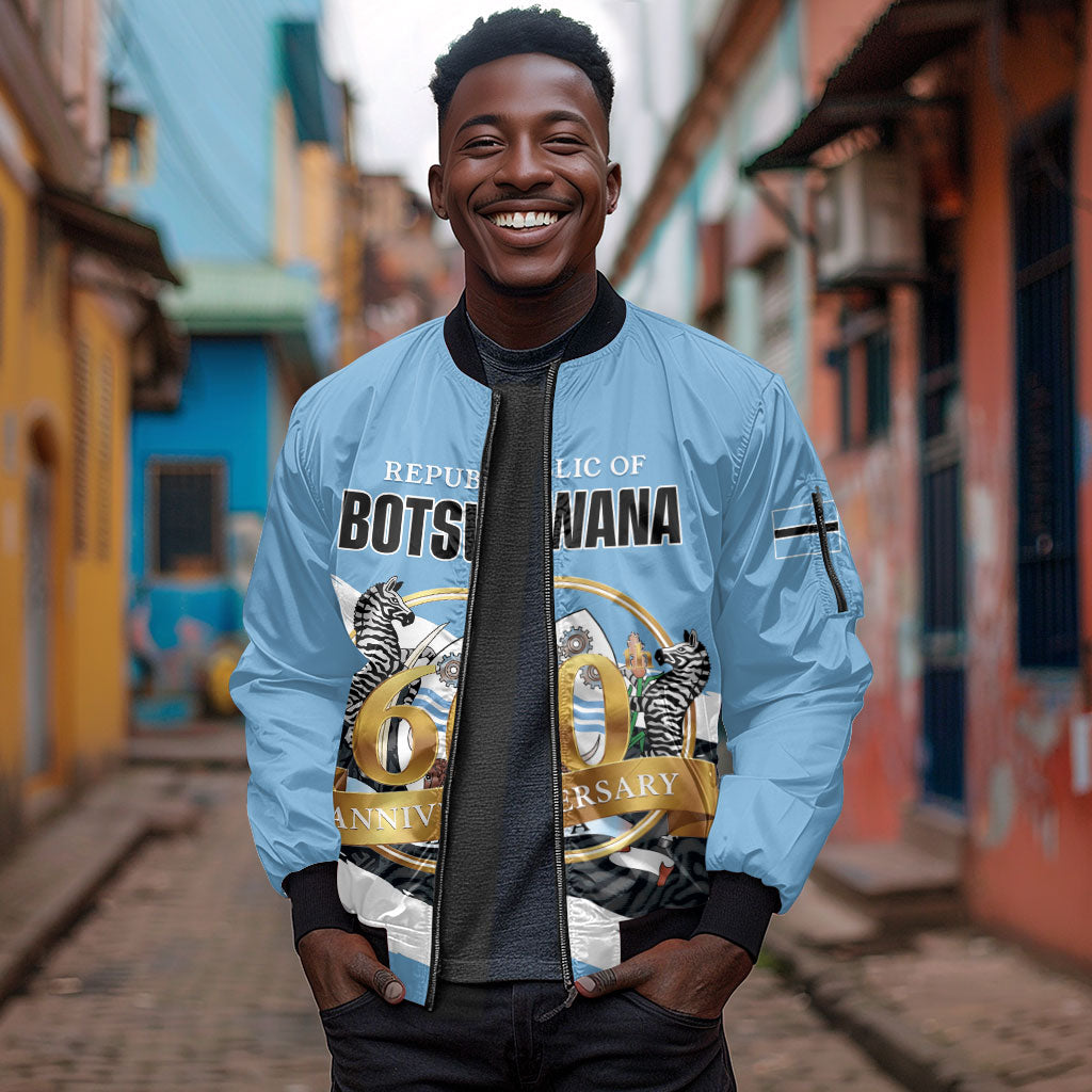 Personalized Botswana 2026 Sleeve Zip Bomber Jacket 60th Anniversary