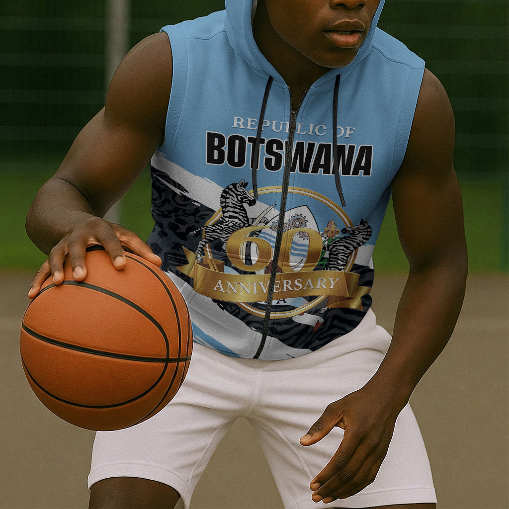 Personalized Botswana 2026 Sleeveless Zip Hoodie 60th Anniversary