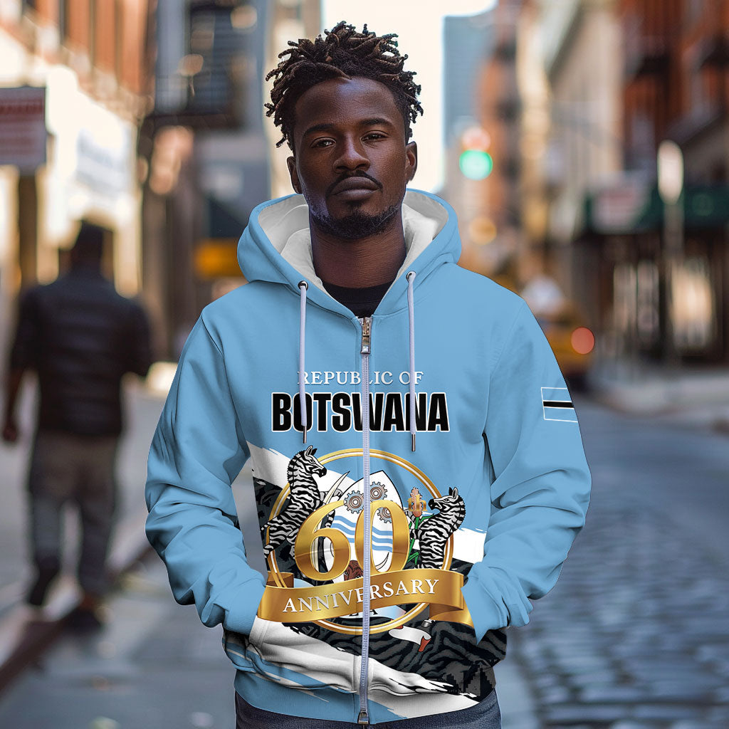 Personalized Botswana 2026 Zip Hoodie 60th Anniversary