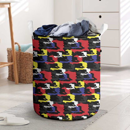 Haiti Map Camouflage Colorful Laundry Basket - African Pride
