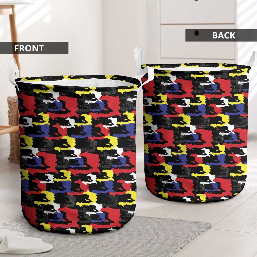 Haiti Map Camouflage Colorful Laundry Basket - African Pride