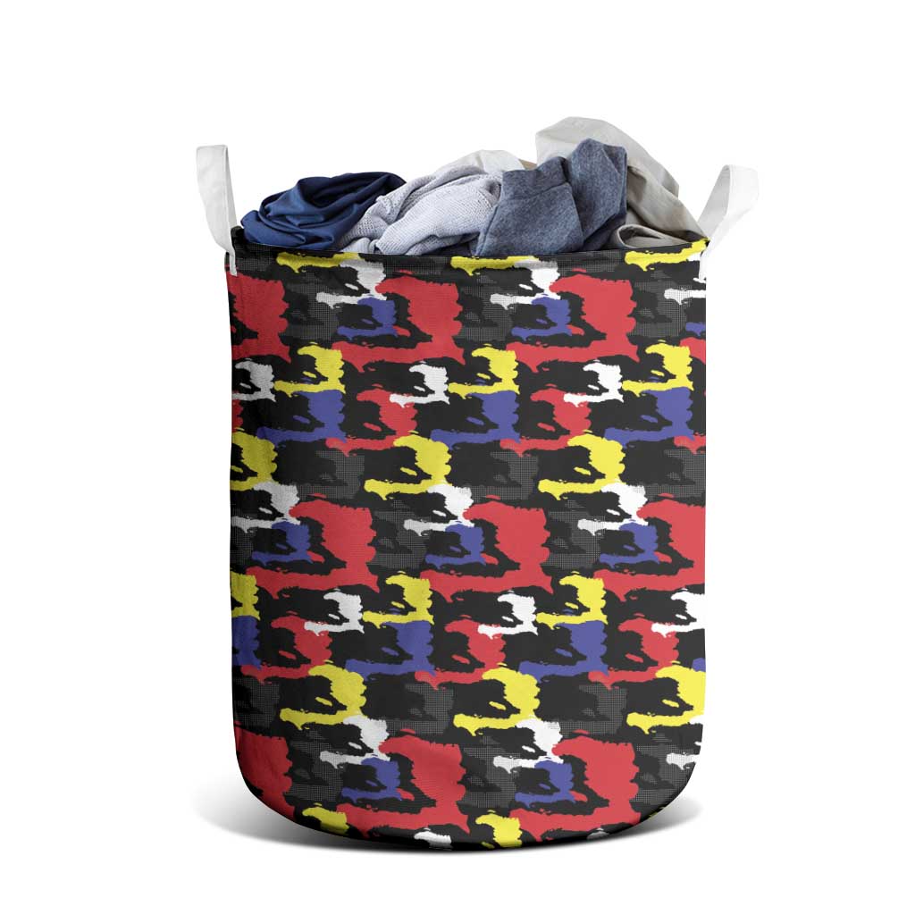 Haiti Map Camouflage Colorful Laundry Basket - African Pride