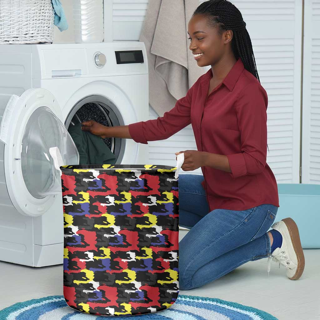Haiti Map Camouflage Colorful Laundry Basket - African Pride