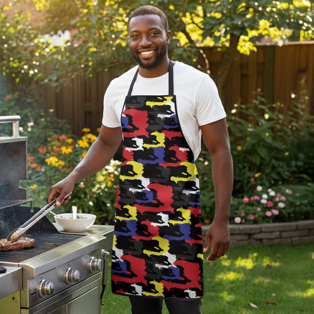 Haiti Map Camouflage Colorful Apron - African Pride