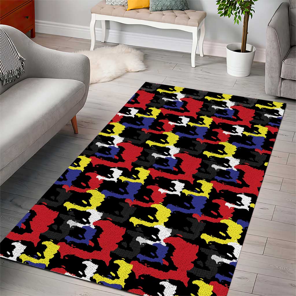 Haiti Map Camouflage Colorful Area Rug - African Pride