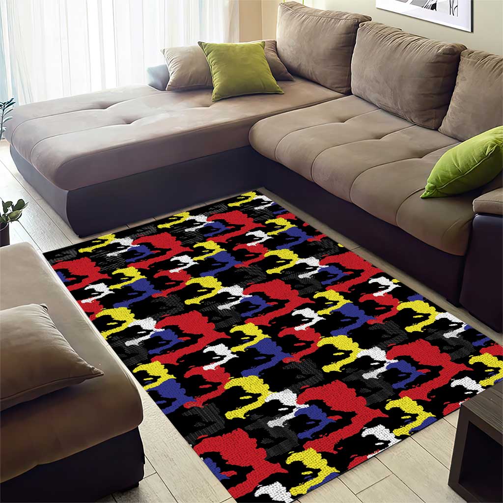 Haiti Map Camouflage Colorful Area Rug - African Pride