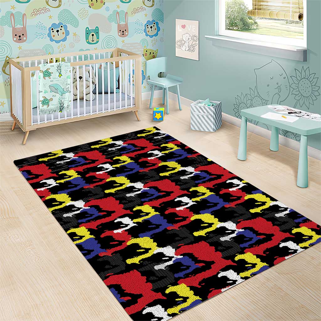 Haiti Map Camouflage Colorful Area Rug - African Pride